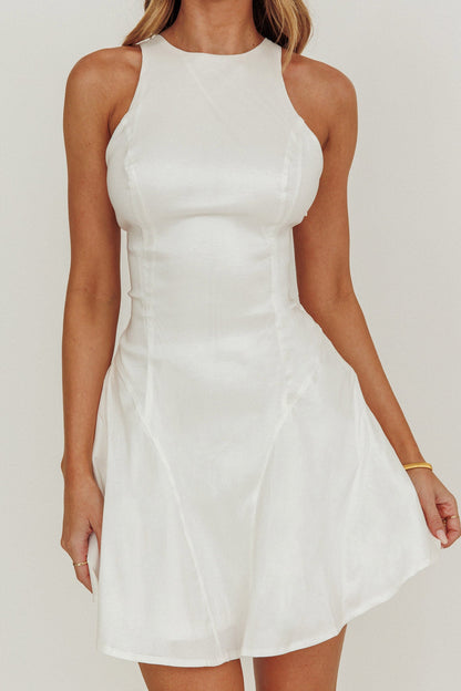 Dazzling Light Bow Mini Dress White