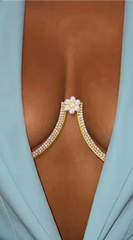 Luminara Crystal Flower Bra Chain - Gold