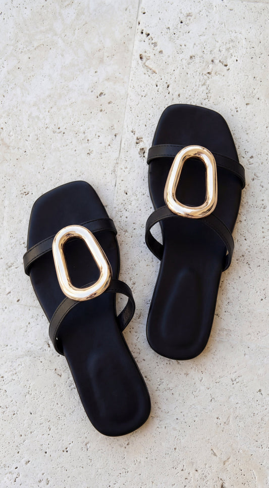 Atlas Flat Sandals - Black