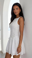 Helena Boat Neck Mini Dress - White