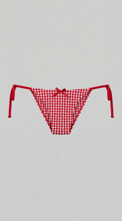 Marbella Gingham Tie Bikini Set - Red