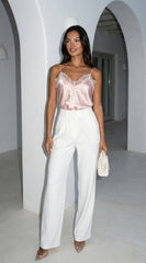 Lugano Luxe Texture Wide Pant - Ivory